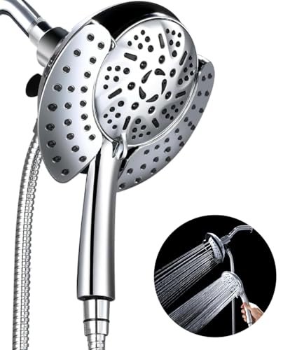 GRICH Shower Heads with Hand Held Spray: 9 Modes High Pressure Shower Head & Rain Shower Head. 2 in 1 Anti-Leak Shower Head with Hose. Height/Angle Adjustable. cUPC Certification Approved