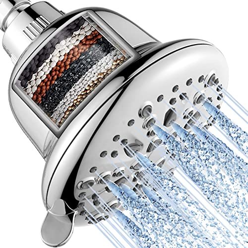 Cobbe Filtered Shower Head. 7 Spray Modes. 16 Stage Filter for Hard Water. Chrome Finish