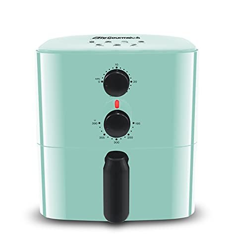Elite Gourmet EAF-3218BL Personal 1.1Qt Compact Space Saving Electric Hot Air Fryer Oil-Less Healthy Cooker. Timer & Temperature Controls. Mint
