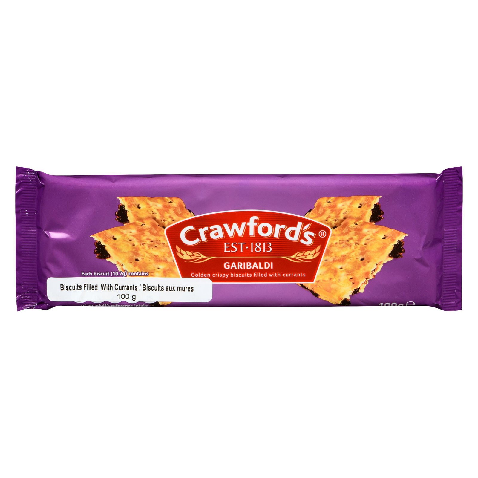 Crawford Garibaldi Biscuits - crunchy thin biscuits generously laced with chewy currants.. 100 g