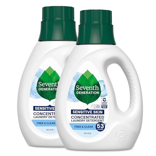 Seventh Generation Natural Laundry Detergent Free and Clear Unscented 106 loads (2pk 40oz ea)