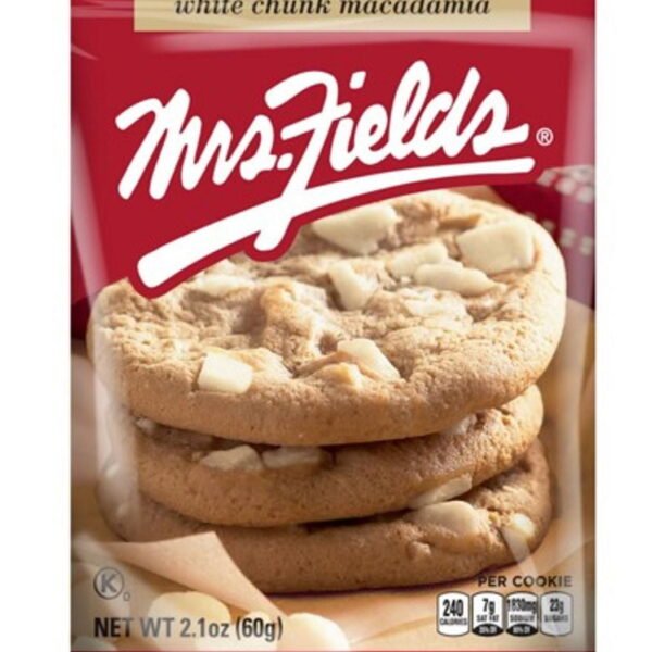 Mrs. Fields White Macadamia Nut. Individually Wrapped Cookie. Mrs. Field's White Macademia Nut Cookies