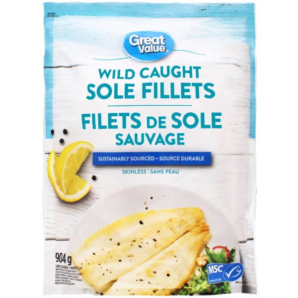 Great Value Wild Caught Sole Fillets. 904 g