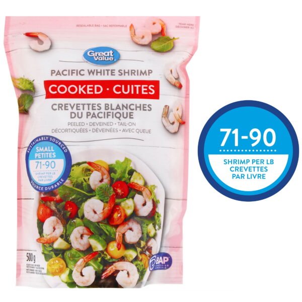 Great Value Cooked Pacific White Shrimp. 500 g (1.1 lb)