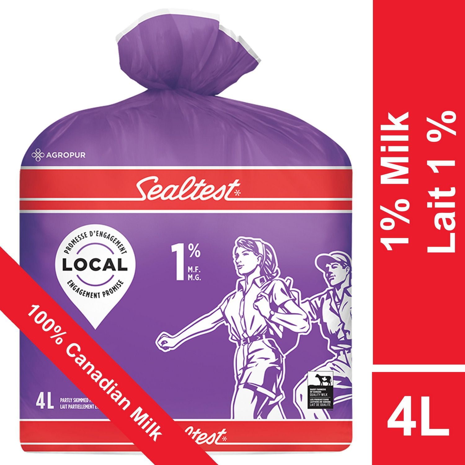 Sealtest Partly Skimmed 1% Milk. 4 L bag