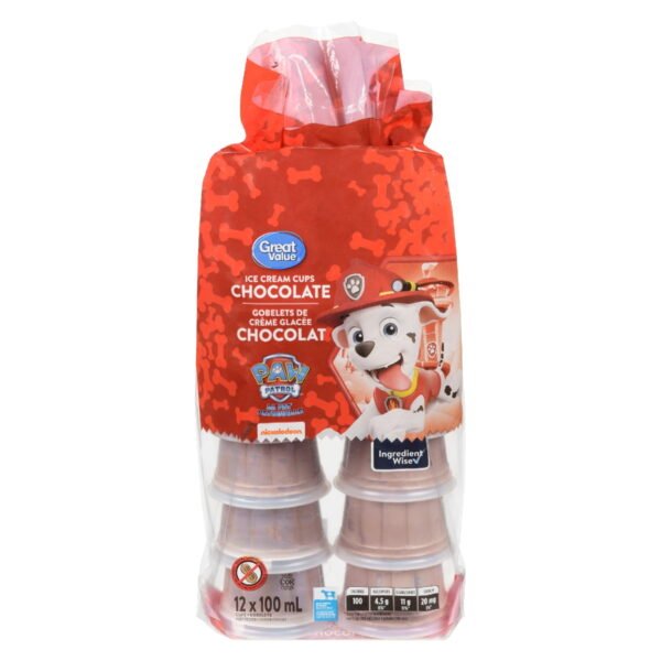Great Value Chocolate Ice Cream Cups. 12 x 100 mL
