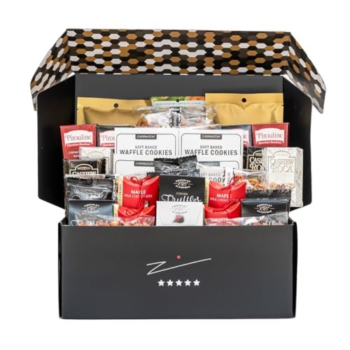 PETER & PAUL'S GIFTS Large Gourmet Snacks Gift Basket with a Selection of Delectable Cookies. Pretzels. Nuts. and Chocolates