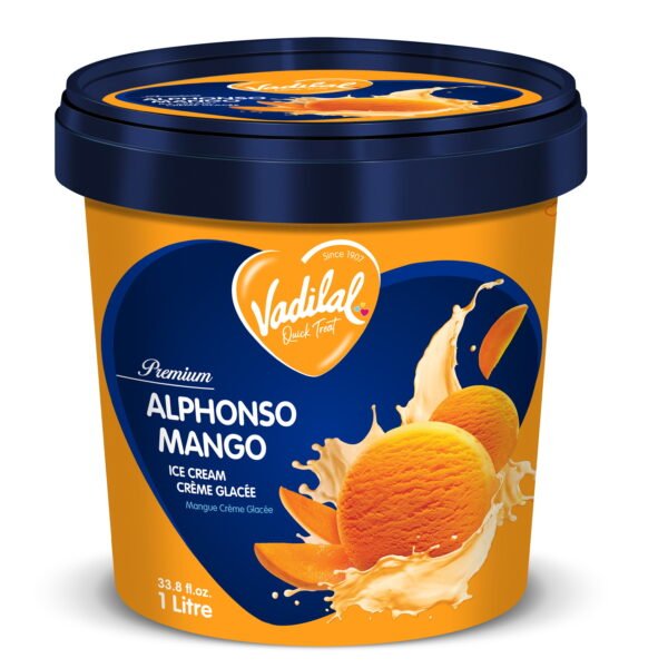 Vadilal Alphonso Mango Ice Cream 1 Ltr/33.8 fl.oz.. Vadilal Alphonso Mango Ice Cream