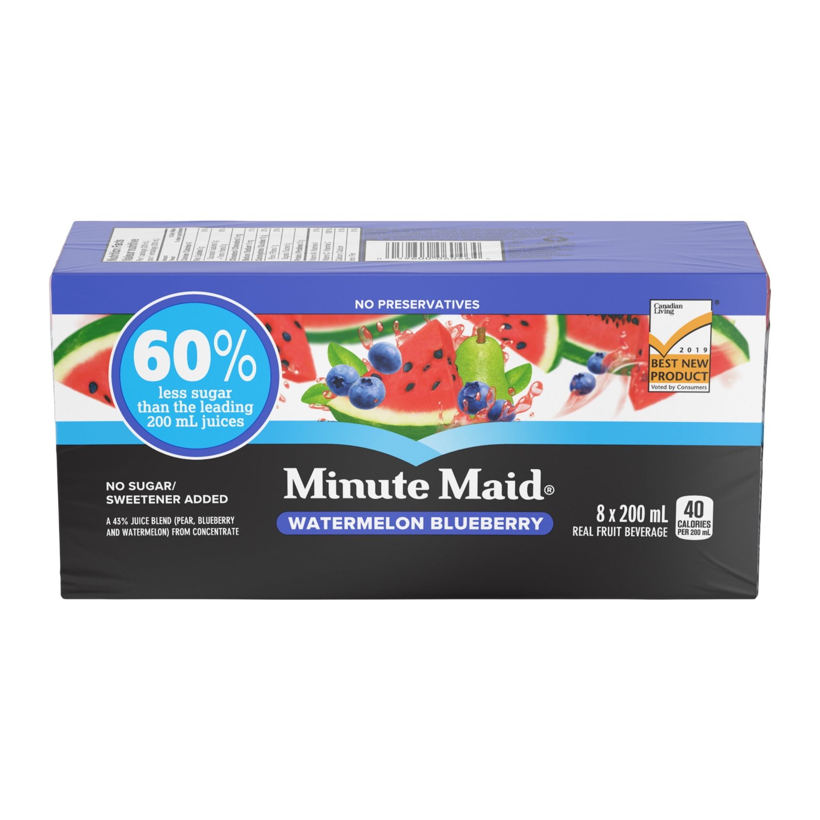 Minute Maid No Sugar Added Watermelon Blueberry 200mL carton 8 pack. 200 x mL