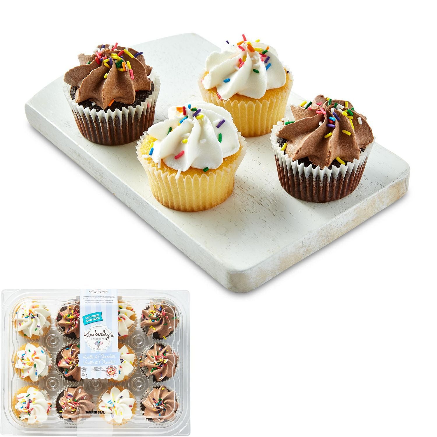 Kimberley's Bakeshoppe Vanilla & Chocolate Cupcakes. 12 cupcakes. 624 g total