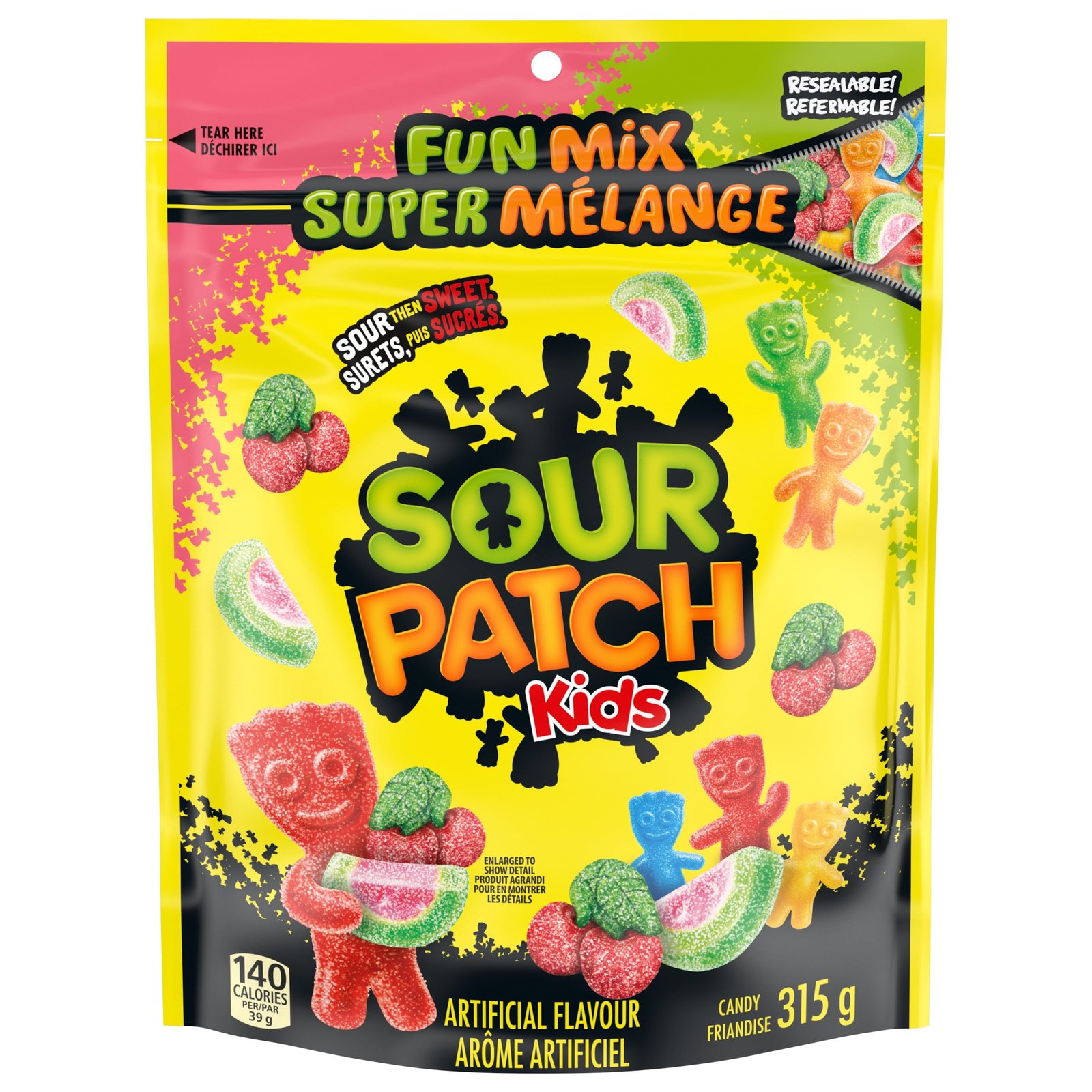 Sour Patch Kids. Fun Mix Candy. Variety Pack. Resealable Bag. Gummy Candy. Sour then Sweet. 315 g