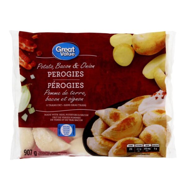 Great Value Potato. Bacon & Onion Perogies. 907 g