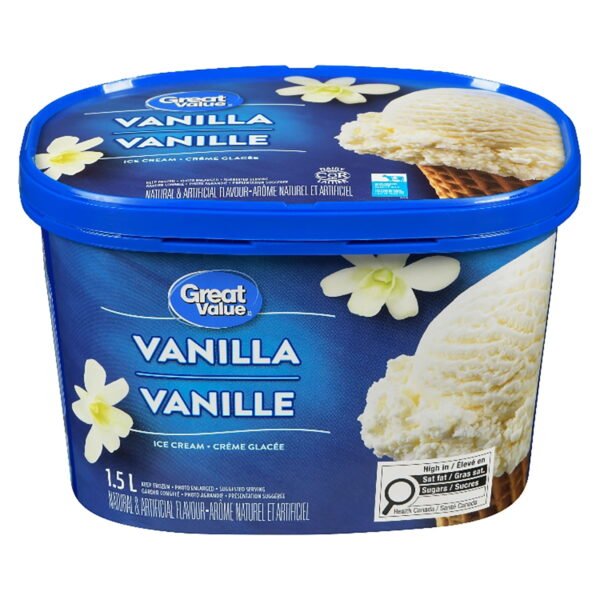 Great Value Vanilla Ice Cream. 1.5L