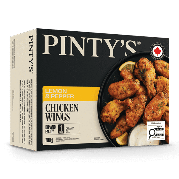 Pintys Lemon & pepper chicken wings. seasoned. cut-up. fully cooked. Pintys Lemon & pepper chicken wings