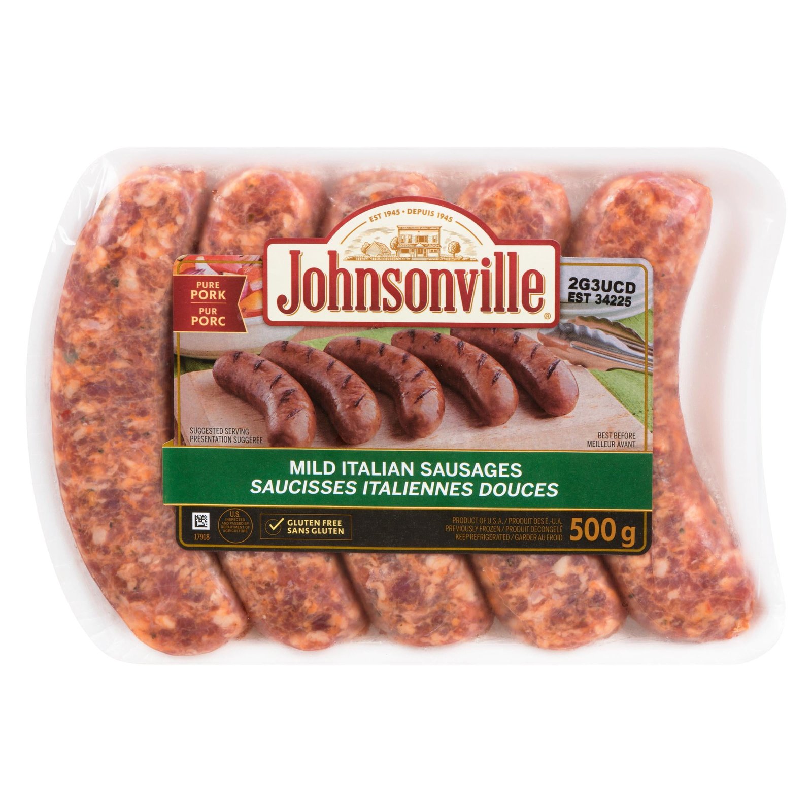 Johnsonville Mild Italian Dinner Sausages. JVL Mild Ital SSG (5) 500g