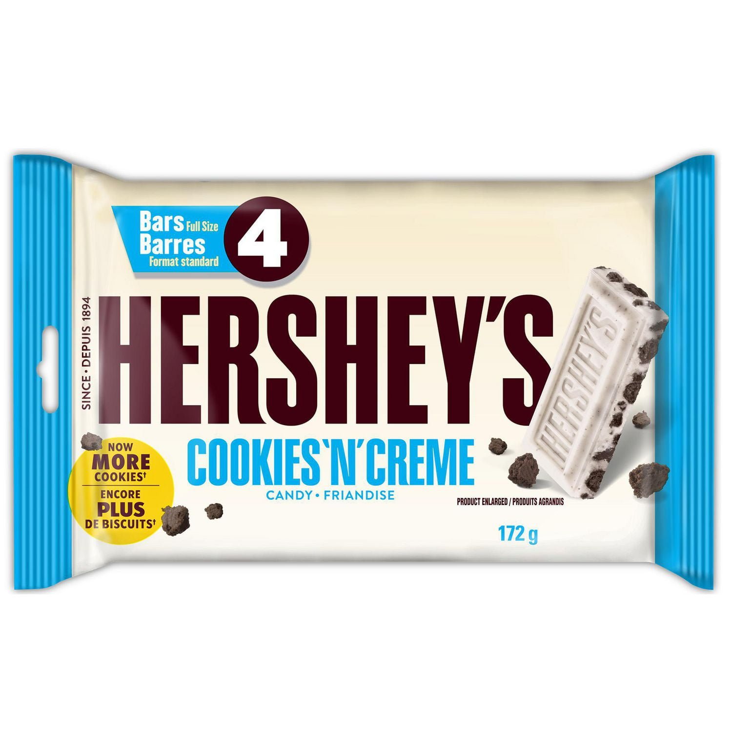 HERSHEY'S COOKIES 'N' CRÈME Full Size Candy Bars. 4 * 43g