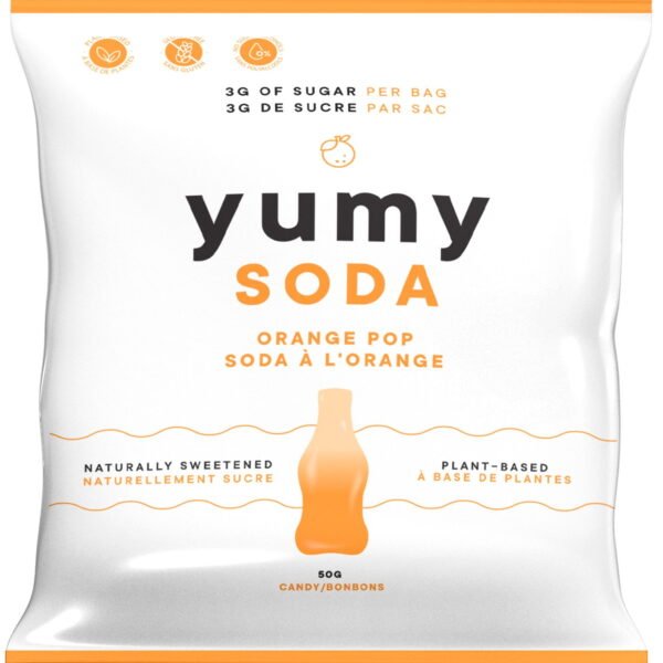 Yumy Soda Orange Pop. Orange Pop Plant Based Snack
