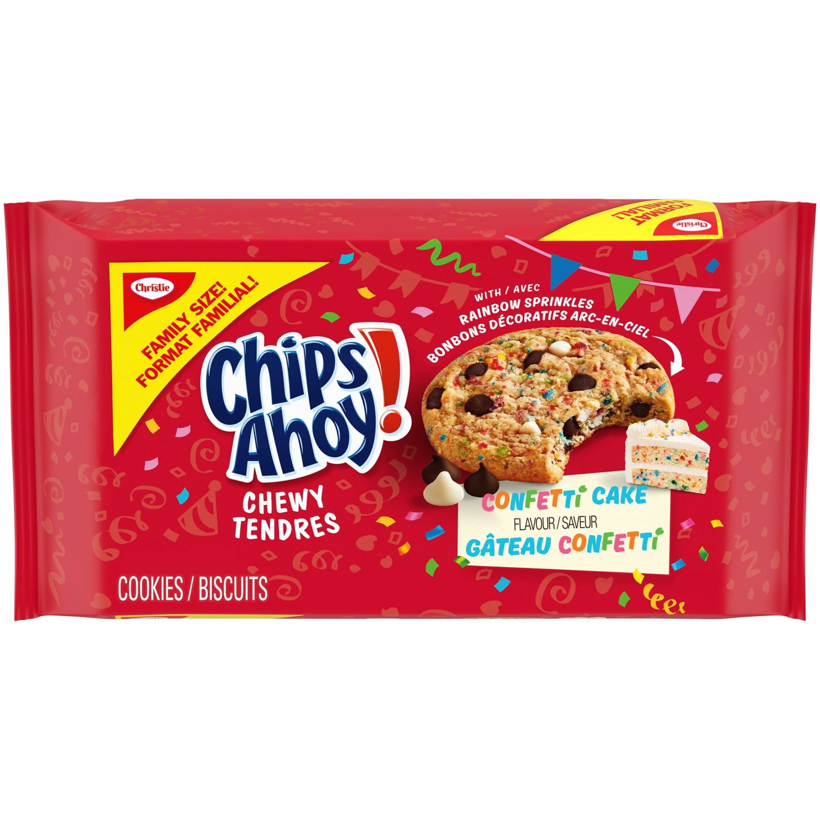 CHIPS AHOY! Chewy Confetti Cake flavoured Chocolate Chip Cookies with Rainbow Sprinkles. 408 g