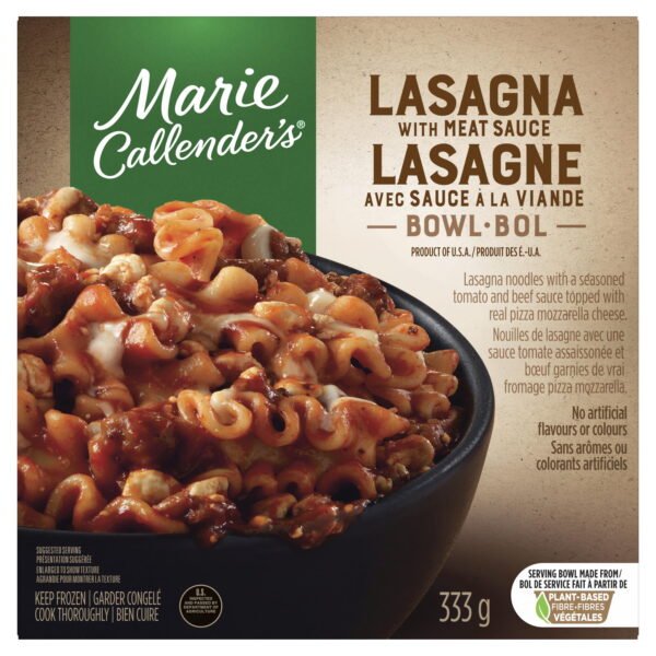 Marie Callender's Lasagna with Meat Sauce Bowl - Lasagna Noodles with a Seasoned Tomato and Beef Sauce Topped with Real Pizza Mozzarella Cheese - No Artificial Flavours or Colours. Marie Callender's Lsg Bwl 333g