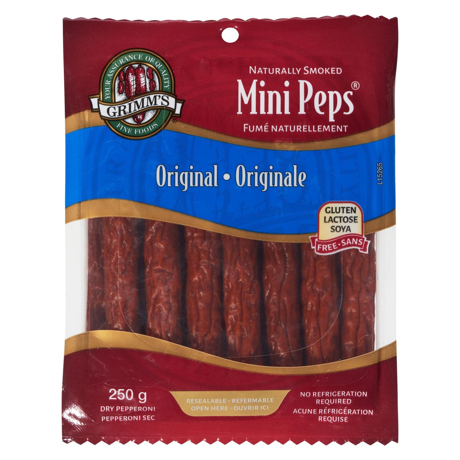 Grimm's (Gluten Free) Original Mini Pepperoni Sticks. No Refrigeration. 250g